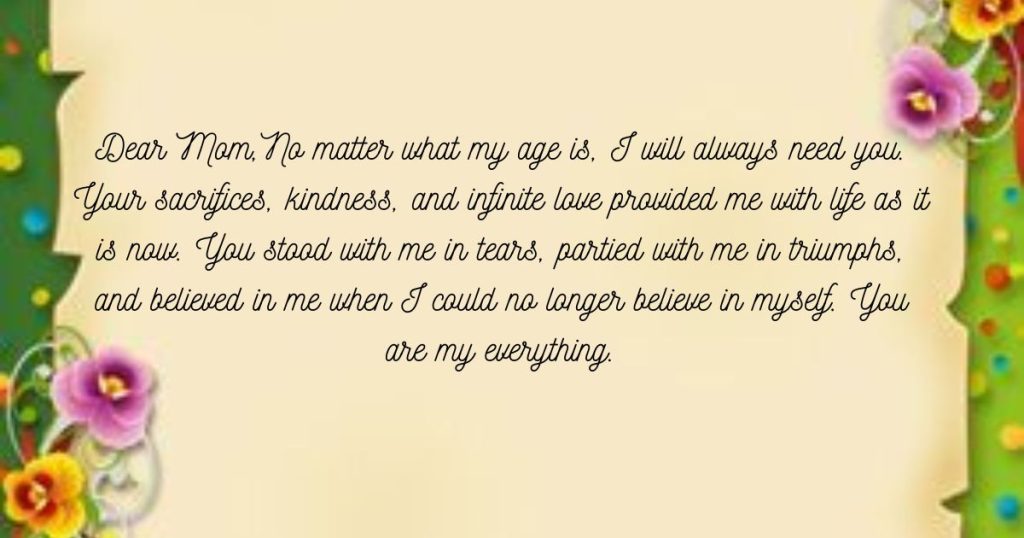 Touching Letter to Mom from Son