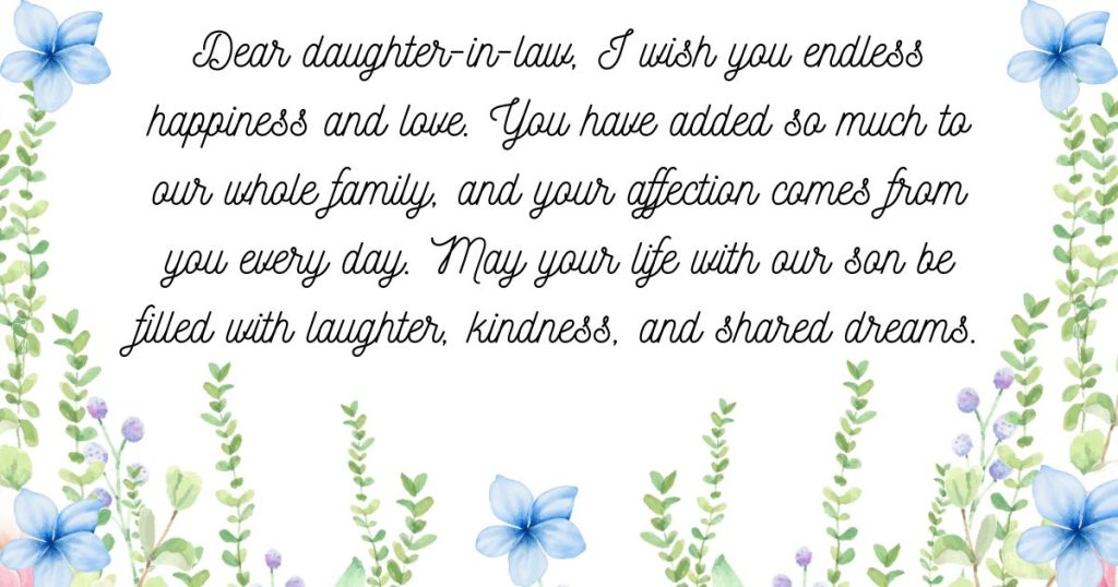 Heartfelt Blessings to a Nice Daughter-in-Law