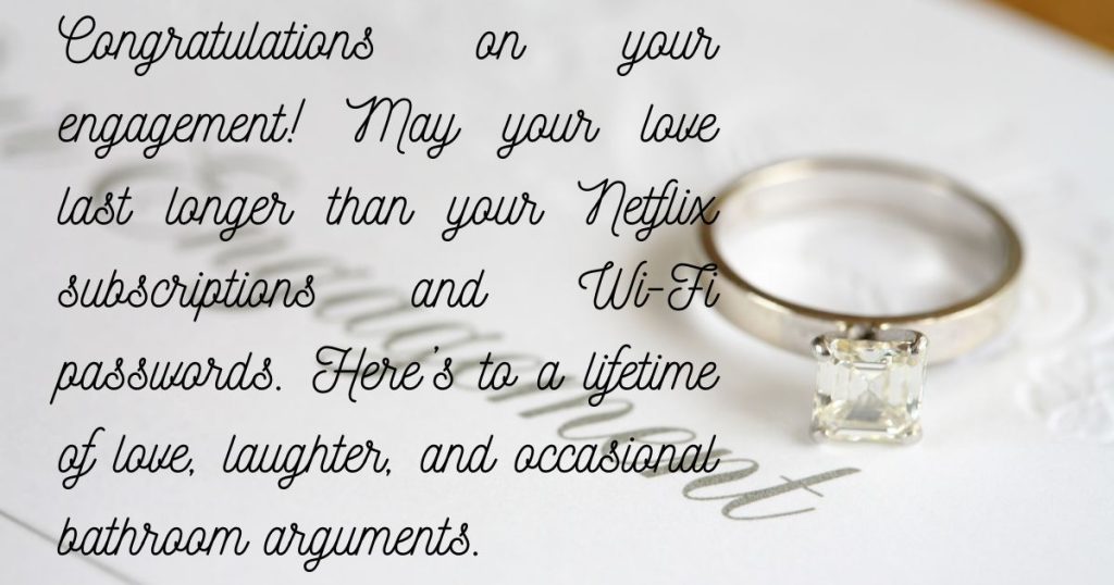funny engagement wishes for a couple.